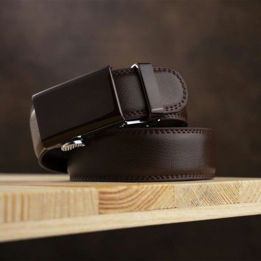 Ремінь чоловічий з прямокутною пряжкою Vintage 20311 Коричневий