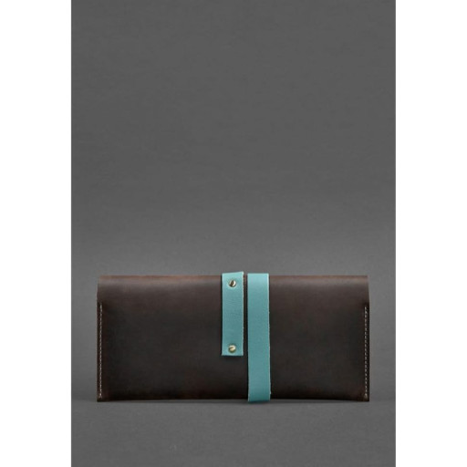 Шкіряний жіночий тревел-кейс Voyager 1.0 темно-коричневий з бірюзовим