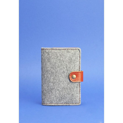 Фетровий обкладинка для паспорта 3.0 з шкіряними коричневими вставками