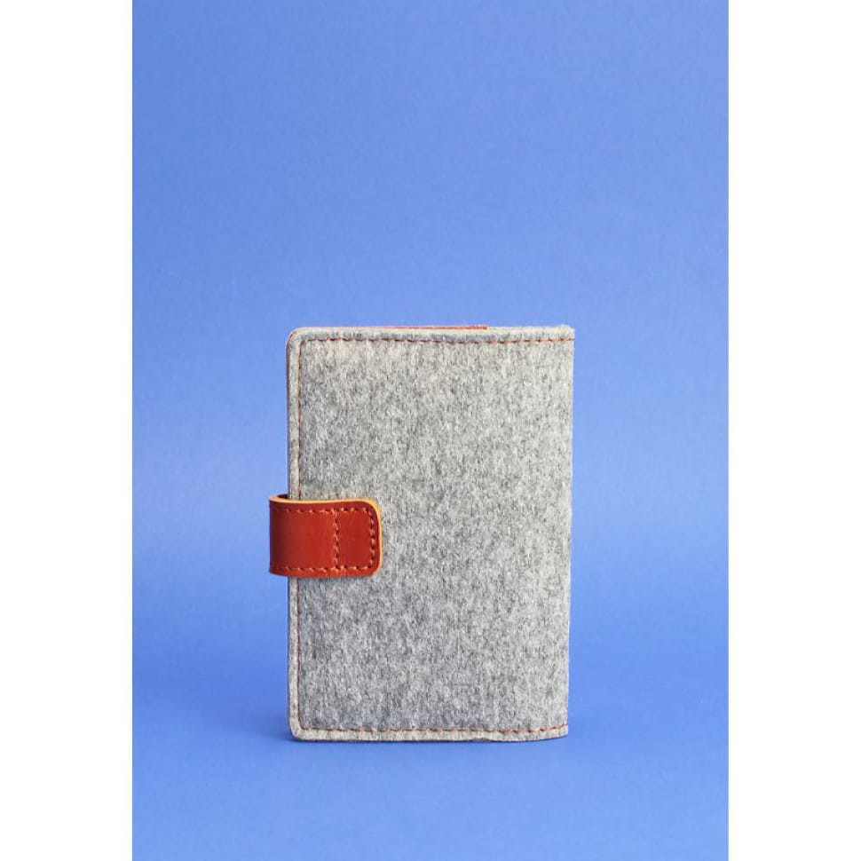 Фетровий обкладинка для паспорта 3.0 з шкіряними коричневими вставками