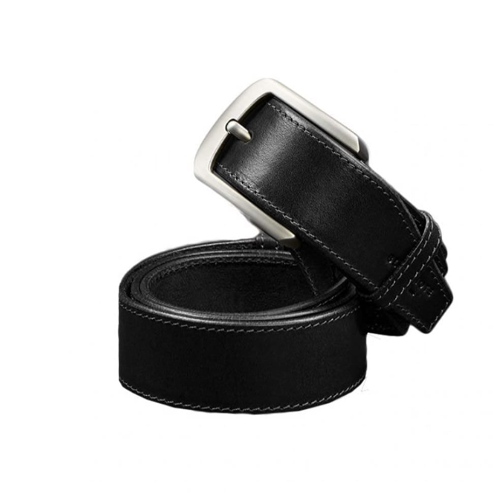 Шкіряний ремінь 40 мм чорний з контрастною ниткою