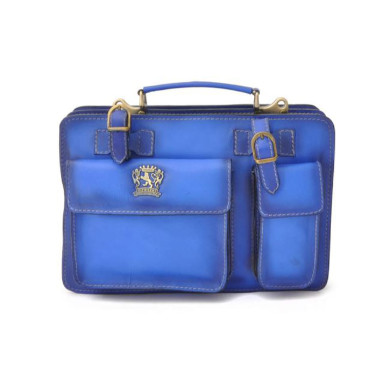 Pratesi BBE466/28 - Business Bag Milano Small in cow leather Bruce Electric Blue