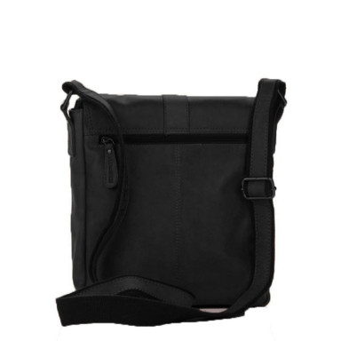 Шкіряна сумка через плече із клапаном чорна Hill Burry HB3095
