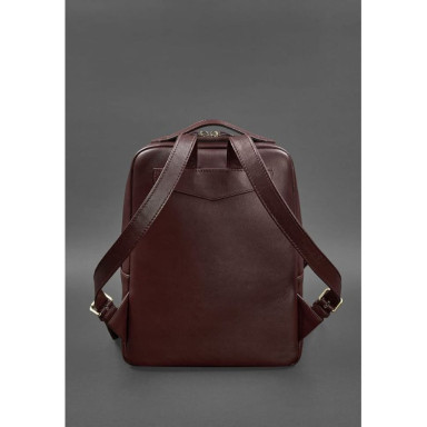 Leather urban women's backpack with a zipper Cooper burgundy