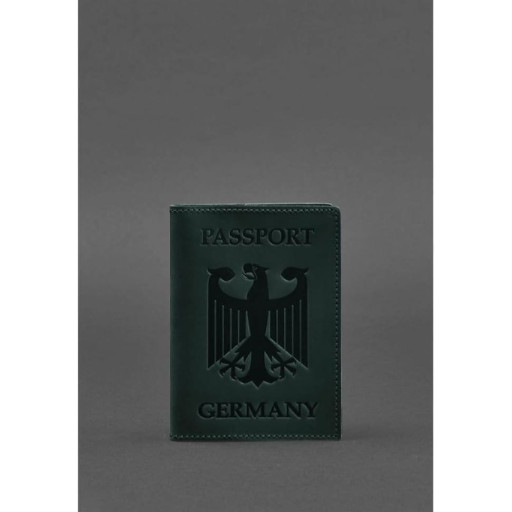 Шкіряна обкладинка для паспорта із гербом Німеччини зелена Crazy Horse