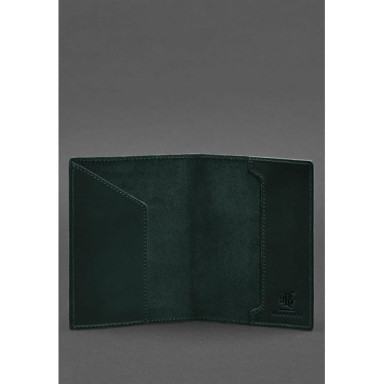 Leather passport cover with the coat of arms of Germany green Crazy Horse