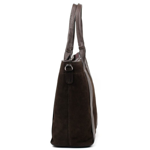 Замшева жіноча сумка тоут Італія Firenze fz379334 у кольорі шоколад