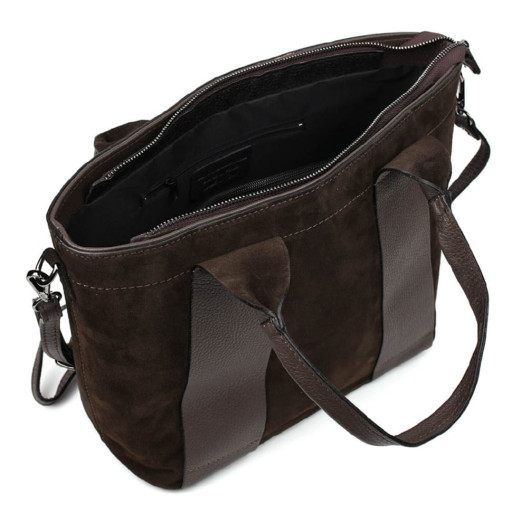 Замшева жіноча сумка тоут Італія Firenze fz379334 у кольорі шоколад