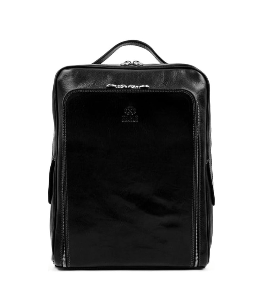 Womens Leather Backpack - The Sun Also Rises -  Black color -  Time Resistance 5211801W