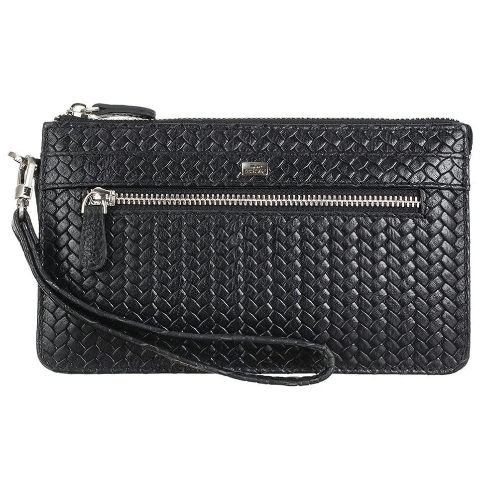 Барсетка шкіра кістева DESISAN 347-113 чорна плетінка
