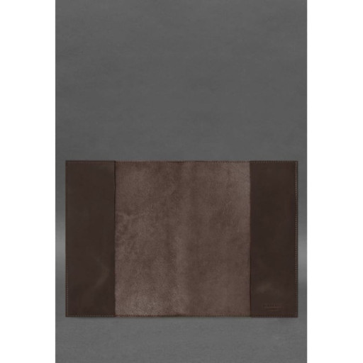 Шкіряна обкладинка для нотаріального реєстру з карткою України темно-коричнева Crazy Horse