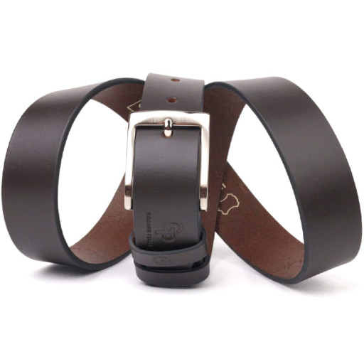 Стильний брючний чоловічий ремінь із натуральної шкіри Grande Pelle 21449 Коричневий