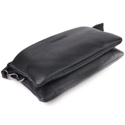 Місткий чоловічий клатч із натуральної зернистої шкіри CANPELLINI 21557 Чорний