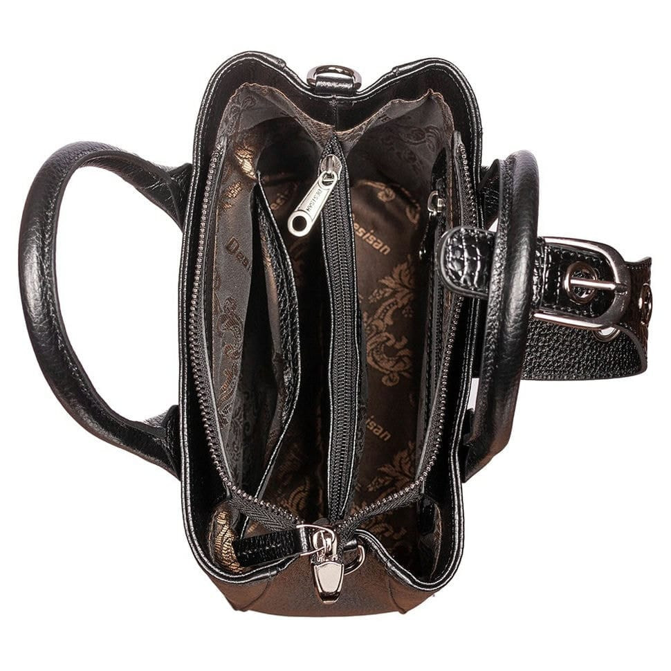 Сумка жіноча шкіряна Desisan 6030-011 чорний флотар