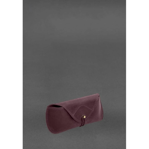 Шкіряний чохол для окулярів із клапаном на резинці Бордовий Crazy Horse