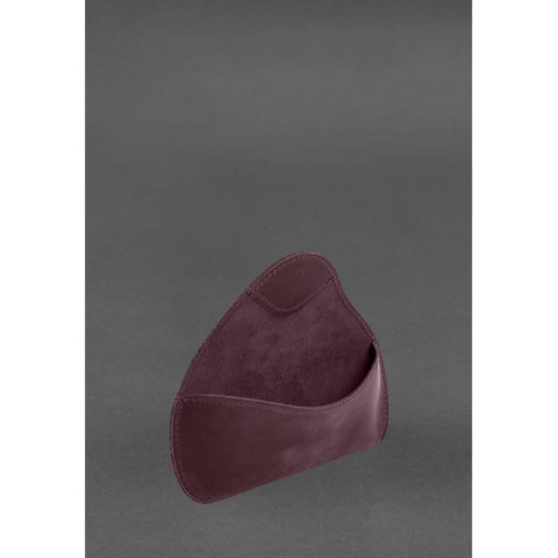 Шкіряний чохол для окулярів із клапаном на резинці Бордовий Crazy Horse