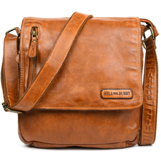 Чоловічий шкіряний коньячний месенджер HILL BURRY 