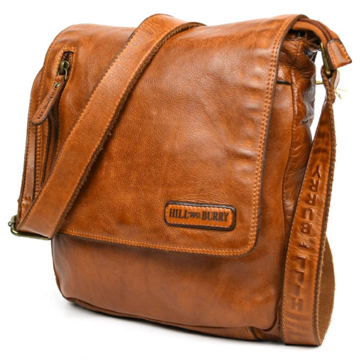 Чоловічий шкіряний коньячний месенджер HILL BURRY 