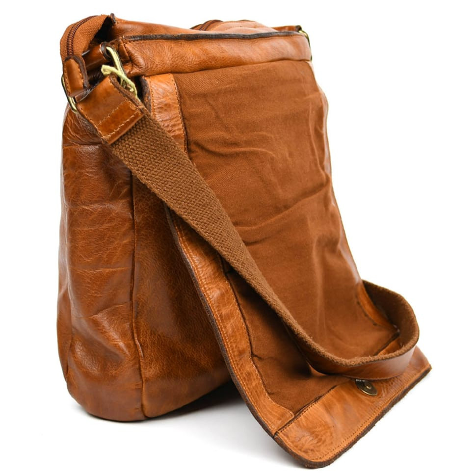 Чоловічий шкіряний коньячний месенджер HILL BURRY 