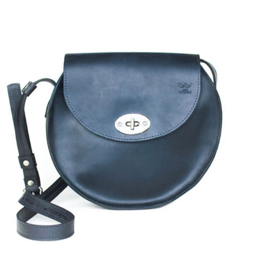 Жіноча шкіряна сумка Кругла синя vintage