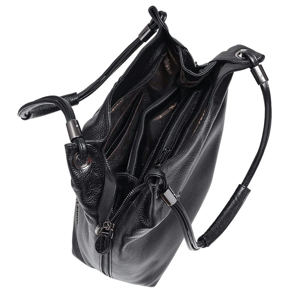 Сумка жіноча шкіряна Desisan 7153-011 чорний флотар