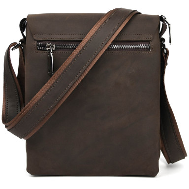 Mens shoulder bag with three compartments medium Limary Lim-372RC crazy horse