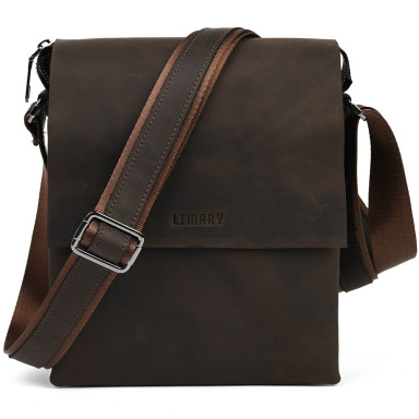 Mens shoulder bag with three compartments medium Limary Lim-372RC crazy horse