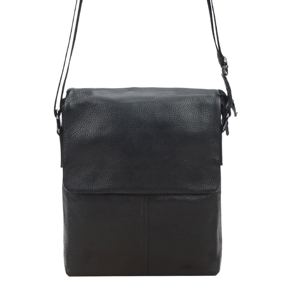 Чоловік шкіряний месенджер Borsa Leather 1t8870-black