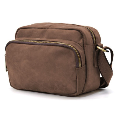 Small mens shoulder bag with 2 compartments TARWA RC-60125-3md brown