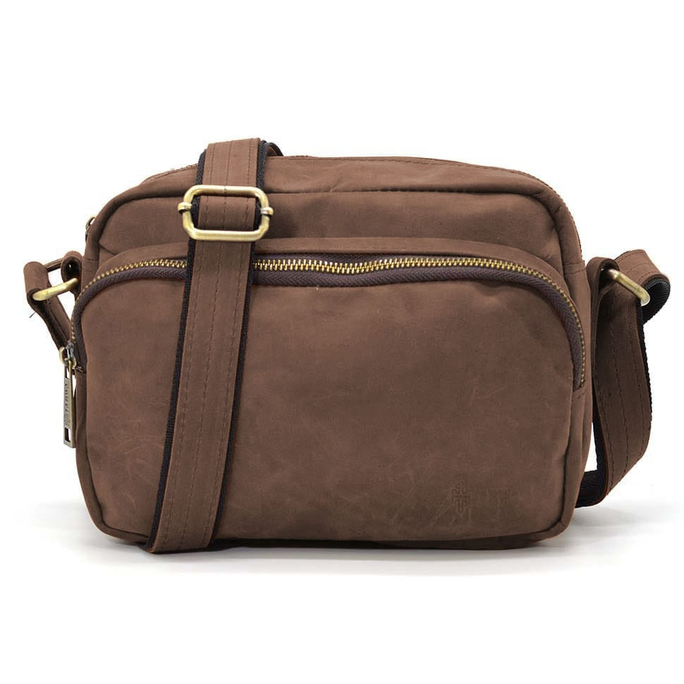 Small mens shoulder bag with 2 compartments TARWA RC-60125-3md brown