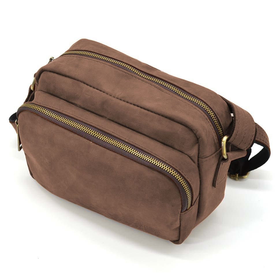 Small mens shoulder bag with 2 compartments TARWA RC-60125-3md brown