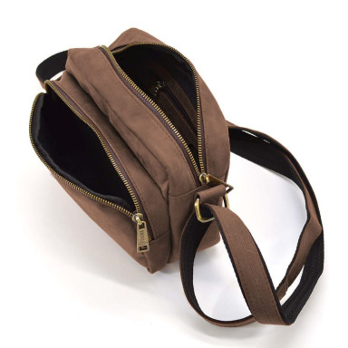 Small mens shoulder bag with 2 compartments TARWA RC-60125-3md brown