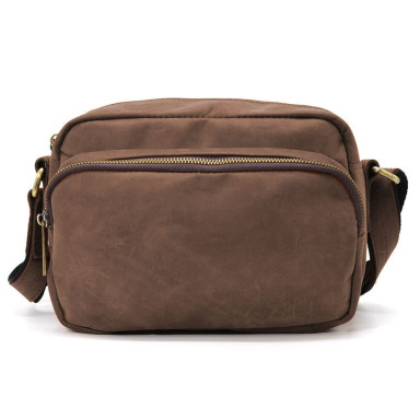 Small mens shoulder bag with 2 compartments TARWA RC-60125-3md brown