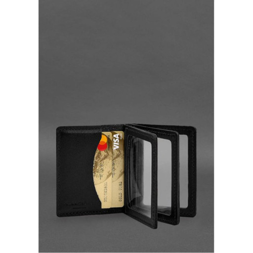 Шкіряна обкладинка для посвідчення водія, ID і пластикових карток 2.1 чорна