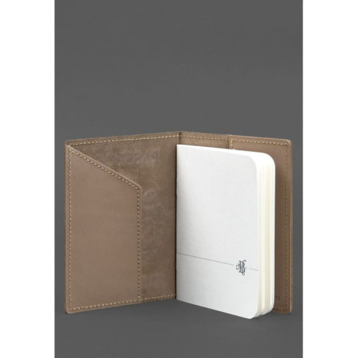 Шкіряна обкладинка для паспорта з українським гербом світло-бежева