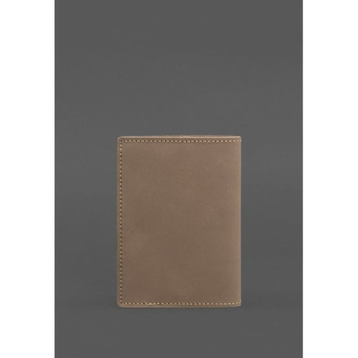 Шкіряна обкладинка для паспорта з українським гербом світло-бежева