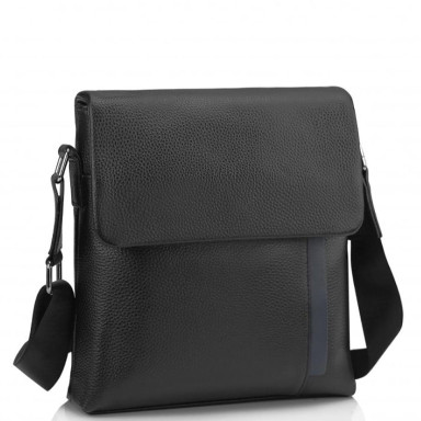 Мужская кожаная сумка через плечо черная Tiding Bag A25F-9913A