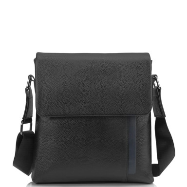 Мужская кожаная сумка через плечо черная Tiding Bag A25F-9913A