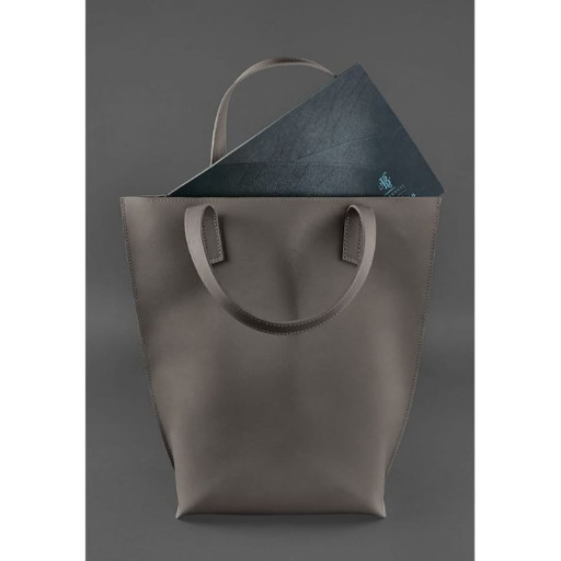 Шкіряна жіноча сумка шоппер DD темно-бежева