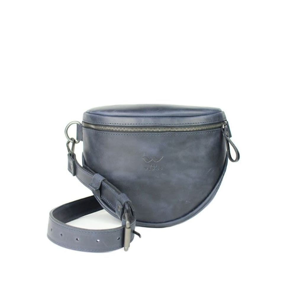 Vacation leather crossbody bag vintage blue