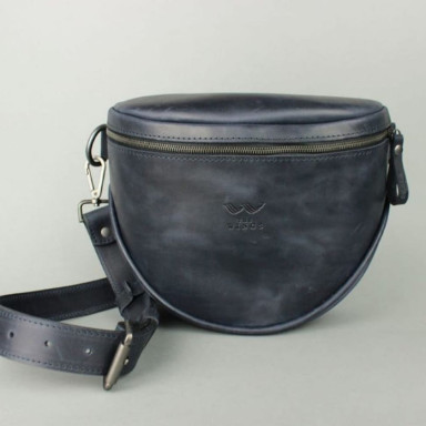 Vacation leather crossbody bag vintage blue
