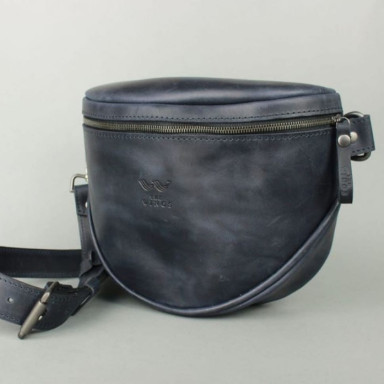 Vacation leather crossbody bag vintage blue