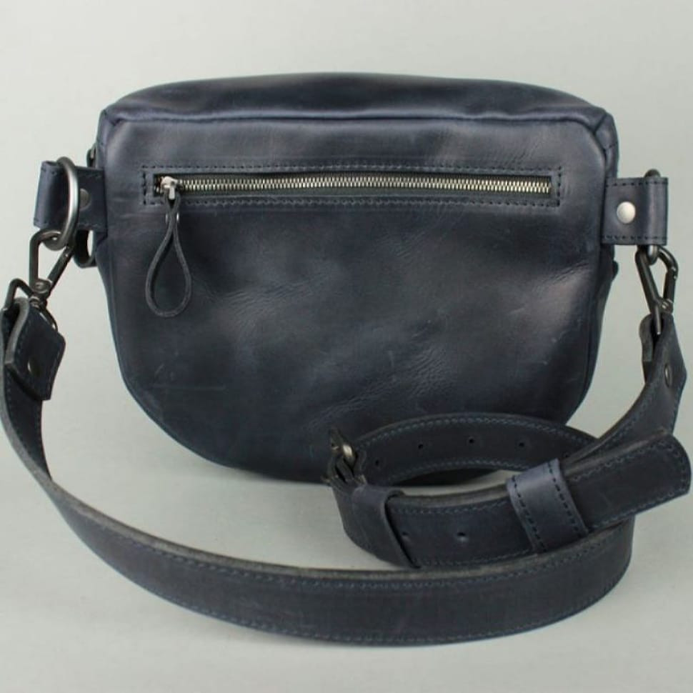 Vacation leather crossbody bag vintage blue