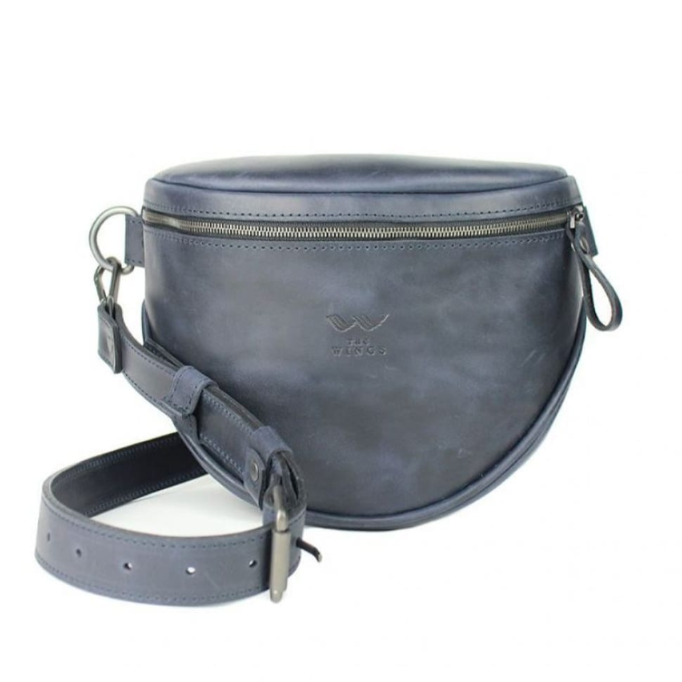 Vacation leather crossbody bag vintage blue