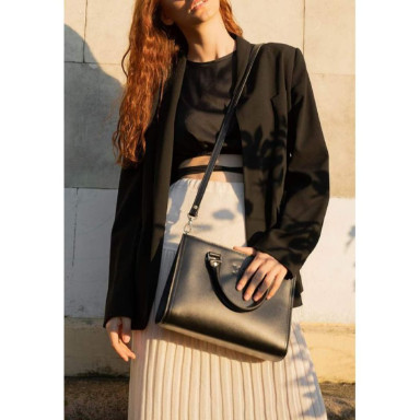 Women's leather bag Fancy black crust