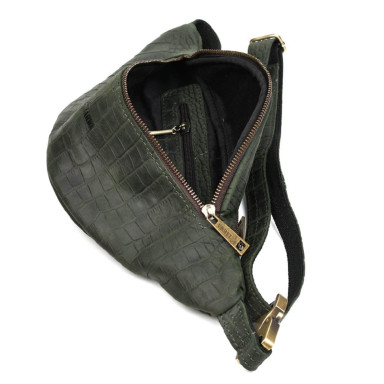 Belt bag made of genuine leather REPE-3035-3md TARWA green reptile