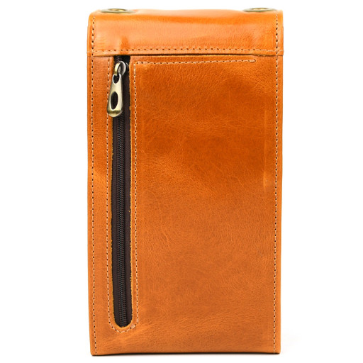 Шкіряна сумка для телефону панч GY-2122-4lx рудий глянець