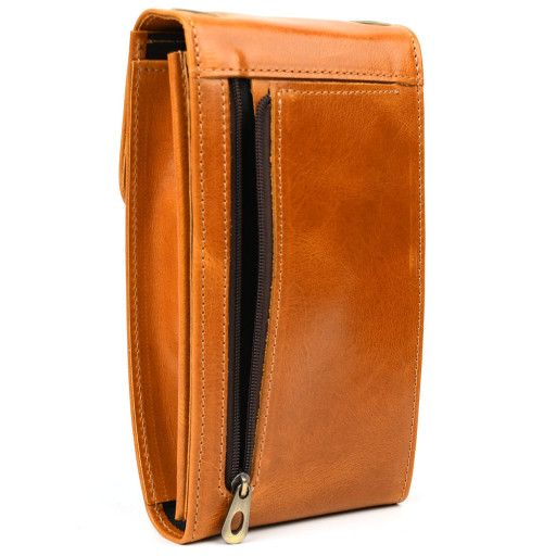 Шкіряна сумка для телефону панч GY-2122-4lx рудий глянець