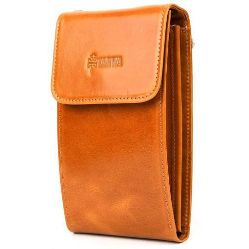 Шкіряна сумка для телефону панч GY-2122-4lx рудий глянець