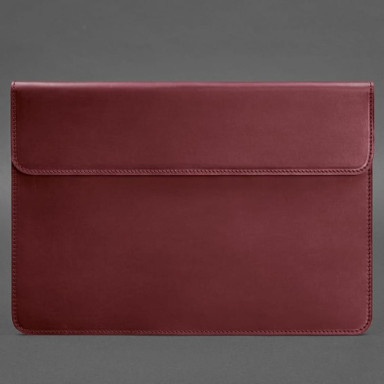 Кожаный чехол-конверт на магнитах для MacBook 15 дюйм Бордовый Crazy Horse